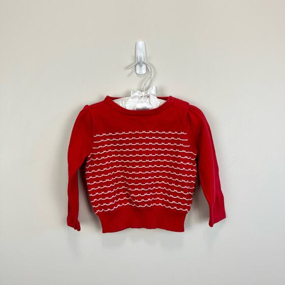 Janie and Jack Scallop Stripe Red Sweater 18-24 Months - Picture 1 of 5